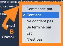 Menu déroulant associé à un champ de saisie