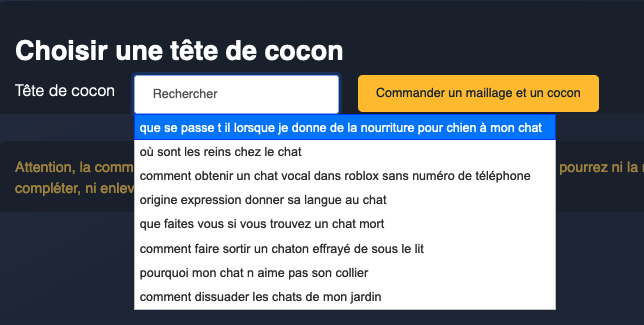 choix d'une tête de cocon