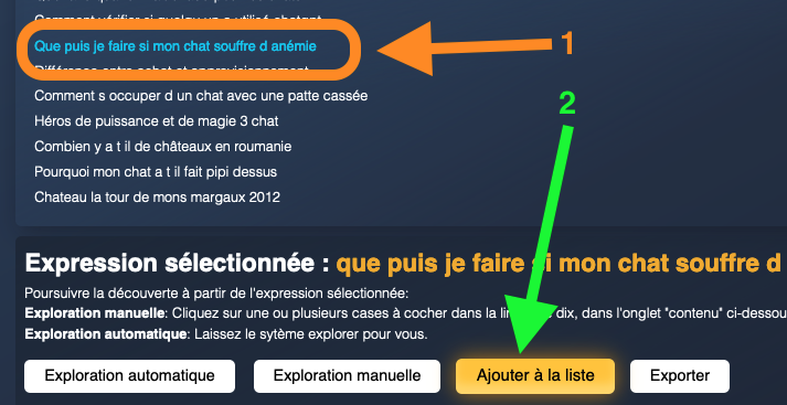ajout d'une idée de sujet à une liste