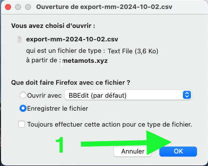 sauvegarde de l'export d'une idée de sujet