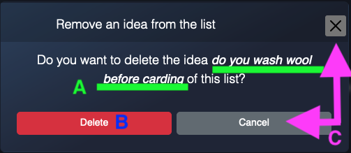 delete an idea from a list