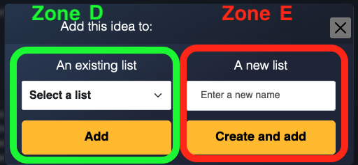 options for adding an idea to a list