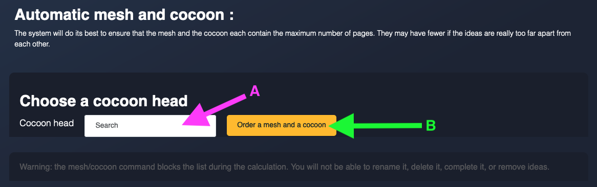 Automatic mesh and cocoon