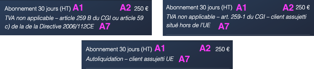 Différents résumés de commande metamots sans TVA