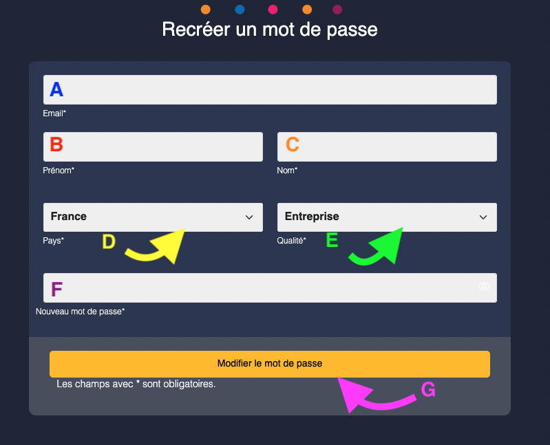 Créer un nouveau mot de passe