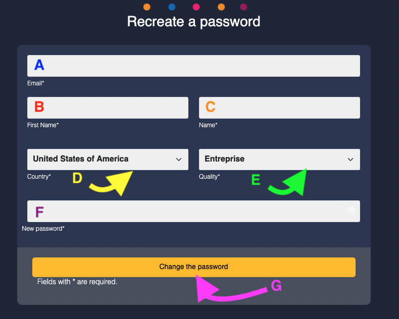 Create new password