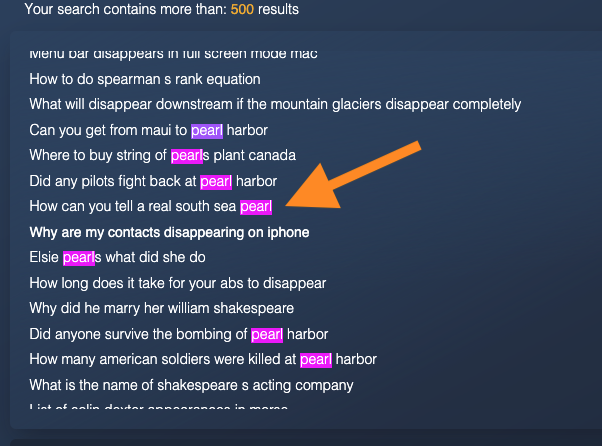 Initial research results : word to exclude