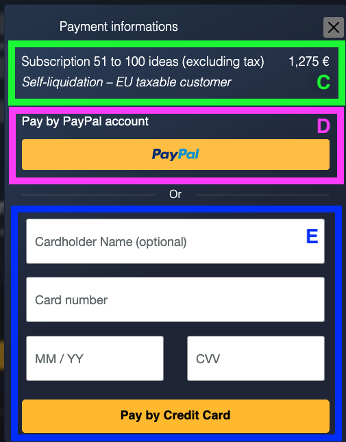 Window for payment