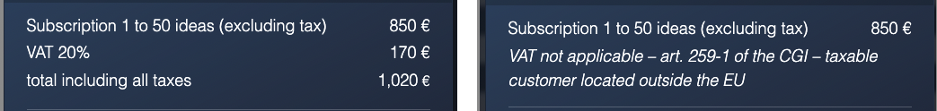 VAT conditions example