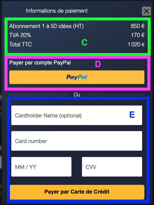 Résumé de commande et paiement