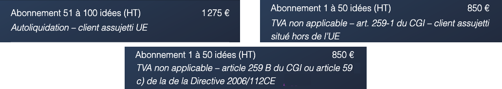 Exemple de conditions de TVA